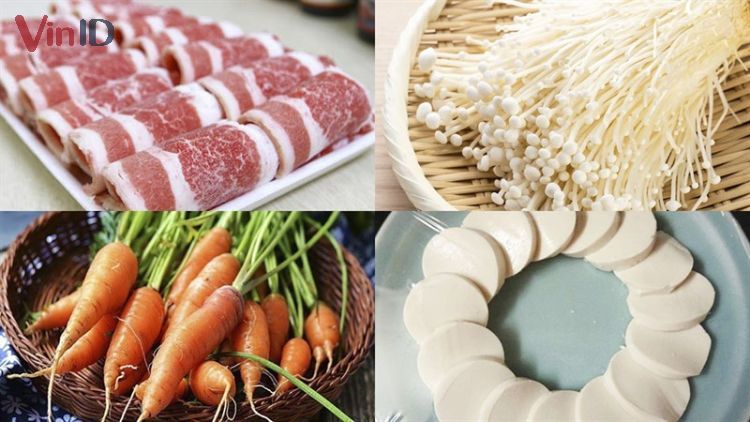 Nguyên liệu canh nấm kim châm thịt bò