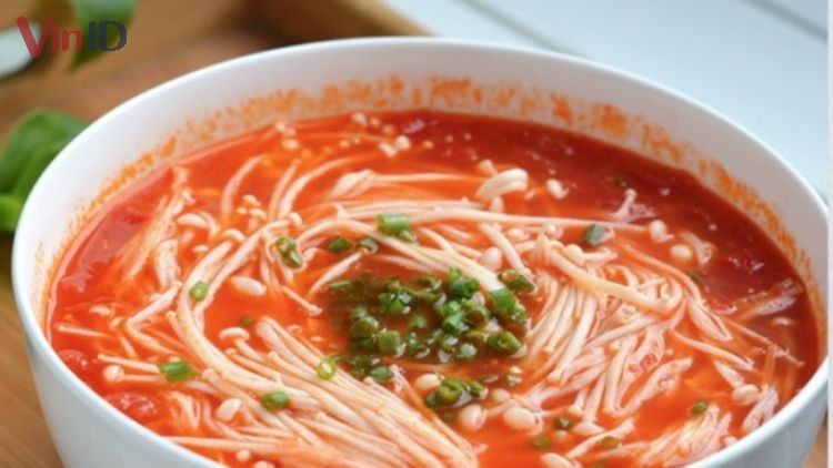 Canh nấm kim châm cà chua