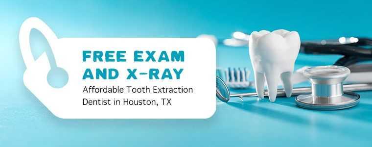 free exam and xray banner for affordable tooth extraction