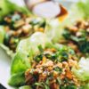 Peanut Chicken Lettuce Wraps with Ginger Garlic Sauce